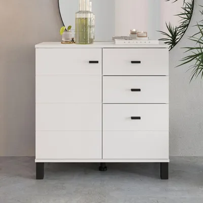 Immagine prodotto di Ollant - Credenza, 77x35x78h cm Bianco Opaco, 3 Cassetti