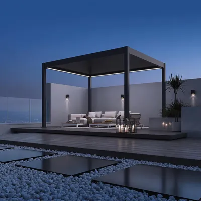 Produktbild von Deluxe Elektrisch Pavillon Terrassenüberdachung Aluminium LED 3,6x4 M