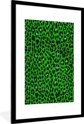 Produktbild von MuchoWow® Gerahmtes Poster Leopard - Muster - Grün 60x90 cm - Poster mit Schwarzem Bilderrahmen Wandposter Rahmen Foto Bilder - Dekoration - Wandposter Wohnzimmer - Hochwertig