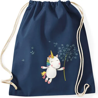 Produktbild von Turnbeutel Einhorn mit Pusteblume Unicorn with Dandelion Gymsac Gymbag Moonworks® navy unisize