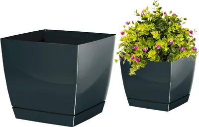 Obrázek produktu pro Květináč Coubi Square s miskou grafit 13,5 cm
