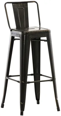 Produktbild von CLP Barhocker mit Lehne im Industrial-Look Mason, mit Rückenlehne und Fußablage schwarz-gold
