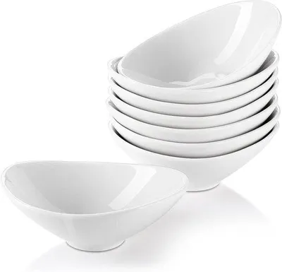 Obrázok produktu pre Sada 8 bielych porcelánových misiek na servírovanie na grilovanie a šaláty