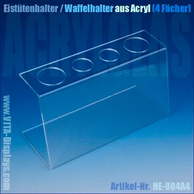 Produktbild von Eistütenhalter / Waffelhalter aus PLEXIGLAS® (4 Fächer)