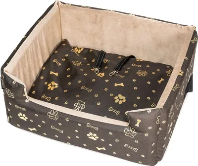 Obrázek produktu pro Sedadlo do auta pro psy, kočky, zadní sedadlo pro domácího mazlíčka, sedadlo spolujezdce, pelíšek pro psy Suede Brown/Gold M: 47x40 cm