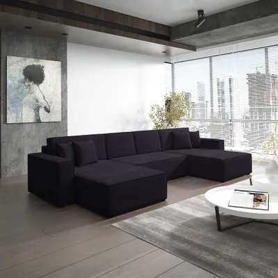 Produktbild von Wohnlandschaft Schlafsofa Sofa CONOR Stoff Kronos Schwarz