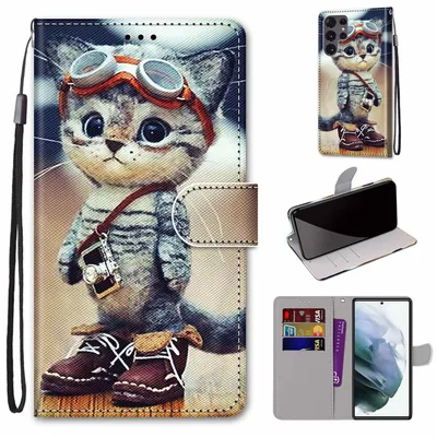 Produktbild von Für Samsung Galaxy S22 Ultra 5G Kunst-Leder Handy Tasche Motiv 3 Hülle Etui Case