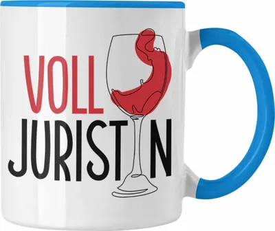 Produktbild von Trendation - Volljuristin Tasse Wein Geschenk Jura Lustiger Spruch Geschenkidee Juristin (Blau)