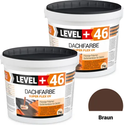 Produktbild von Dachfarbe elastische Sockelfarbe Dachlack UV-beständig Super Flex 14Kg Braun LEVEL+ RM46