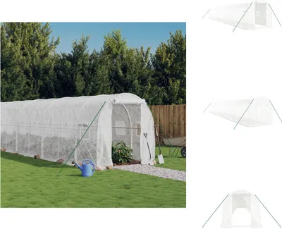 Obrázok produktu pre vidaXL Skleník s oceľovým rámom biely 28 m² 14x2x2 m - Skleníky