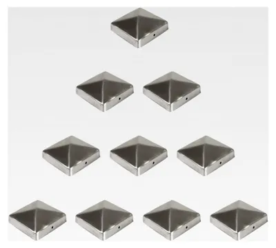 Produktbild von 10× Pfostenkappe Edelstahl 9×9 cm – rostfreie Pyramiden-Abdeckung für Holzpfosten