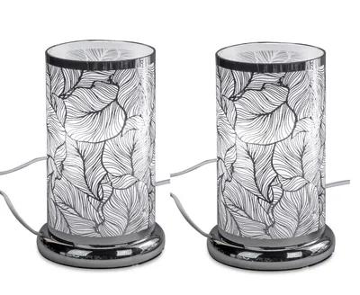 Produktbild von 2er Set Tischlampen Leuchten BLÄTTER H. 24cm D. 15cm mit Touch silber Formano