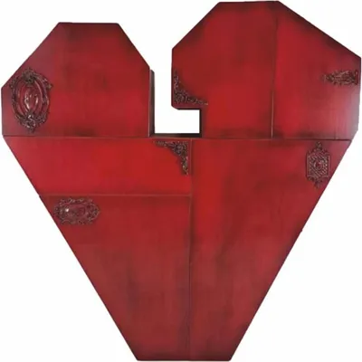 Produktbild von Casa Padrino Luxus Barock Schrank in Herzform Rot / Bunt H. 155 cm - Barock Möbel