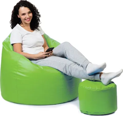 Produktbild von sunnypillow Premium XXL Sitzsack mit Hocker Riesensitzsack Outdoor & Indoor mit 320L Styropor Füllung Sessel für Kinder & Erwachsene Sitzkissen Sofa Beanbag viele Farben zur Auswahl Grün
