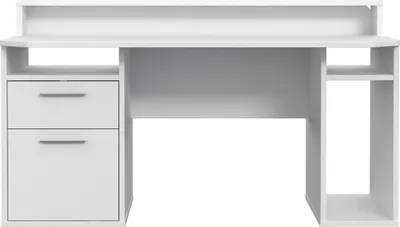 Produktbild von Schreibtisch >TEZAUR< LED-Beleuchtung, Ablage, Fächer, in Weiss  - 160x91x72cm (BxHxT)