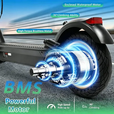 Produktbild von Elektrischer E-Scooter - A1MAX - 45 km Reichweite - Faltbar - 10-Zoll-Luftreifen - 42-V-Akku - Max. 25 km/h - 6–8 Std. Ladezeit
