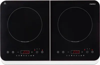 Produktbild von MEDION Doppel-Induktionskochplatte, 3500 Watt, Zwei Kochplatten, 10 Temperaturstufen, LED Display, MD18493, schwarz