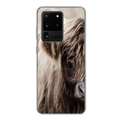 Produktbild von MuchoWow® Handyhülle Schutzhülle Hülle für Samsung Galaxy S20 Ultra Schottischer Highlander - Kuh - Vlies Silikon Softcase Handy Hülle - Karteninhaber