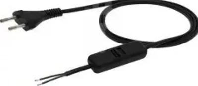 Image de Câble avec fiche plate b/u et interrupteur noir 2m OMYp 2x0,75 Elgotech