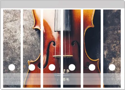 Produktbild von Wallario Ordnerrücken Sticker, selbstklebend für breite Ordner, 6 Stück, Motiv Nahaufnahme einer alten Violine