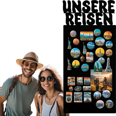 Produktbild von Anwicar Magnettafel Unsere Reisen - Vertikal 64x30 cm - Schwarz