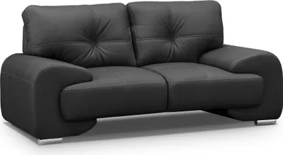 Produktbild von 2-Sitzer Sofa Maxime Lux mit bequemer Sitz Zweisitzer mit Wellenfedern Couch aus Kunstleder im modernes Design, Stoff: vega 99 - schwarz