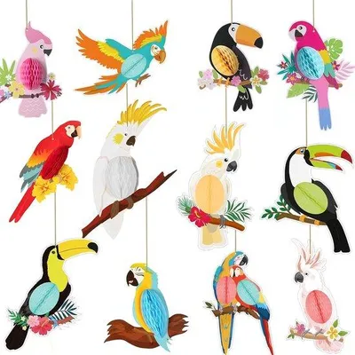 Produktbild von Tropische Vogelhoningraatpapier uitsparingen für Strandfeiern und Luau-Party Dekorationen