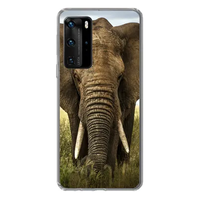 Produktbild von MuchoWow® Handyhülle Schutzhülle Hülle für Huawei P40 Pro Elefant - Natur - Gras - Tiere - Landschaft Silikon Softcase Handy Hülle - Schutz