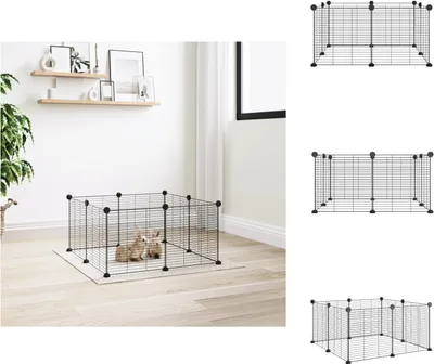 Immagine prodotto di vidaXL Gabbia per animali domestici 8 pezzi in acciaio nero 35x35 cm - Habitat e recinti per piccoli animali