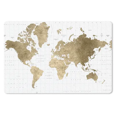 Produktbild von MuchoWow® Schreibtischunterlage Weltkarte - Gold - Glitter 60x40 cm - XXL Mauspad - Großes Mauspad