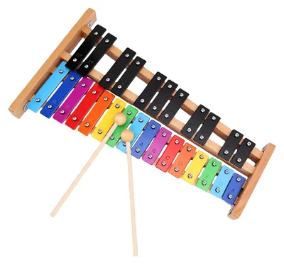 Produktbild von Chromatisches Glockenspiel mit 27 Tönen, präzise gestimmte Metallstäbe, Buchenholzsockel, inklusive Schlägel und Tragetasche für Übung und Auftritte