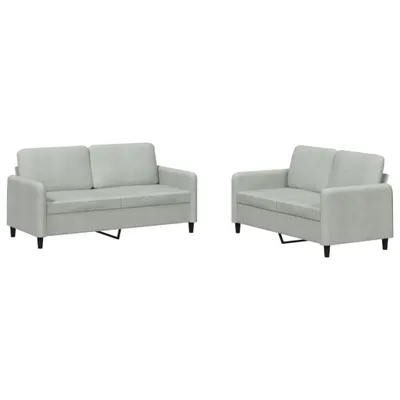 Image de vidaXL Ensemble de canapés 2 pièces gris clair velours
