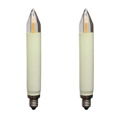 Produktbild von Erzgebirgslicht - AUSWAHL - 2 Stück LED Filament Schaftkerze 23V 0,2W E10 INNEN + AUSSEN  für 10 Brennstellen Ersatzbirne Glühbirne Normalschaftkerze für Lichterketten Pyramide und Schwibbogen