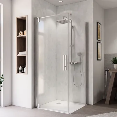 Produktbild von Breuer Europa Design Seitenwand (Anschlag rechts) für Drehtür alu chromeffekt Klarglas 900 mm