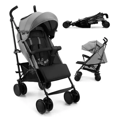 Image de Poussette Kinderkraft SIESTA 2, légère (7,9 kg), jusqu'à 22 kg, pliable, dossier réglable, harnais à 5 points, fenêtre « peekaboo », gris