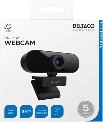 Zdjęcie produktu dla Deltaco W-100, 2 MP, 1920 x 1080 px, Full HD, 23 fps, 1080p, 65°
