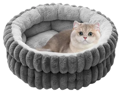 Image de Coussin douillet pour chats - Lit rond moelleux pour chats et petits chiens (50x50 cm)