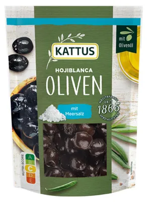 Produktbild von Schwarze Hojiblanca Oliven mit Meersalz