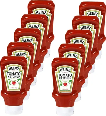 Produktbild von Heinz Tomatenketchup Kopfstehflasche, 10er Pack (10 x 500 ml Flasche)