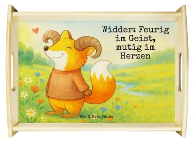 Produktbild von Mr. & Mrs. Panda Serviertablett Widder Astologie Design - Weiß - Geschenk, sofatablett, Tierkreiszeichen, Tablett, Servier, Astrologie, Geburtstagsgeschenk, Sternzeichen