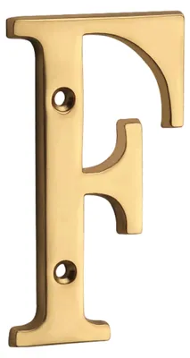Hausnummernschild 10 cm, Messing, Ziffer F, modern