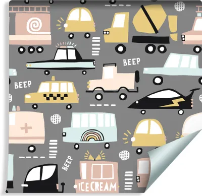 Immagine prodotto di 10m VLIES WALLPAPER rotolo camera dei bambini auto colorate traffico stradale città XXL