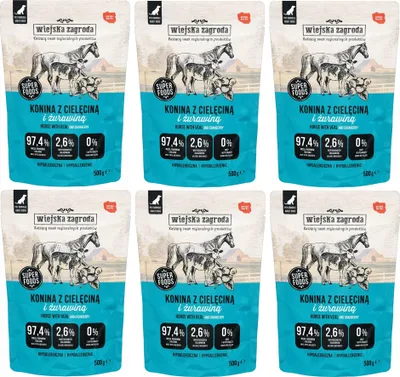 Immagine prodotto di Wiejska Zagroda cibo umido per cani Cavallo con vitello 6x500g