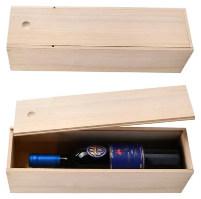 Produktbild von Holzkiste für Wein, Geschenkkästen aus Weinholz, Weinflaschen, Geschenkkiste mit Schiebedeckel für Feiern, Geburtstage, Hochzeiten