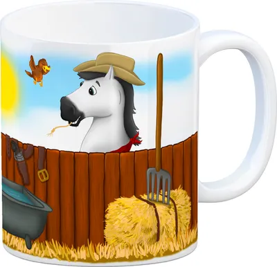 Produktbild von Kaffeebecher mit weißes Westernpferd Motiv Kaffeetasse Tasse