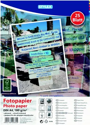 Produktbild von 25 Blatt Fotopapier / A4 / glänzend / 180g/m²