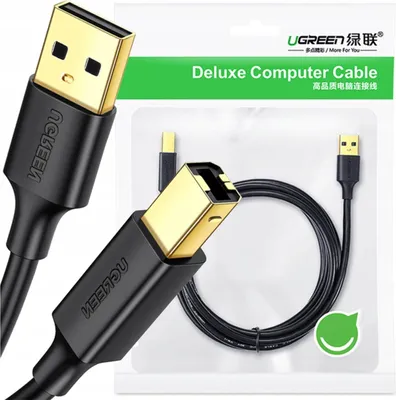 Image de Câble d'imprimante Usb 2.0 A-B Ugreen Us135, plaqué or, 5M (noir)