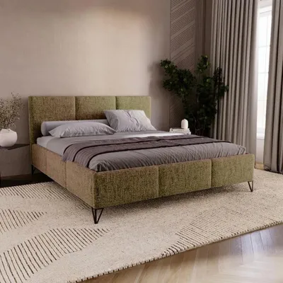 Produktbild von Chilly Möbel Design Bett Modero - Polsterbett mit Bettkasten, Lattenrost und Kopfteil 160x200 cm / Holzrahmen / Neve / Olivgrün