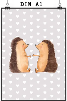 Produktbild von Mr. & Mrs. Panda Bild Igel Liebe DIN A1 - Grau Pastell - Geschenk, Hochzeitstag, Wanddekoration, wanddeko, Plakat, Wandbild, Freundin, Hochzeit, Kunstdruck