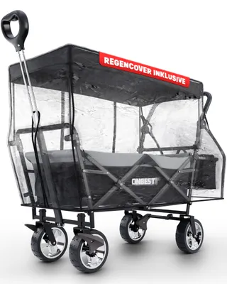Produktbild von ONBEST Bollerwagen | faltbar | mit Dach | mit Regenschutz | 100 kg | Kühltasche | Wetterfest | UV30+